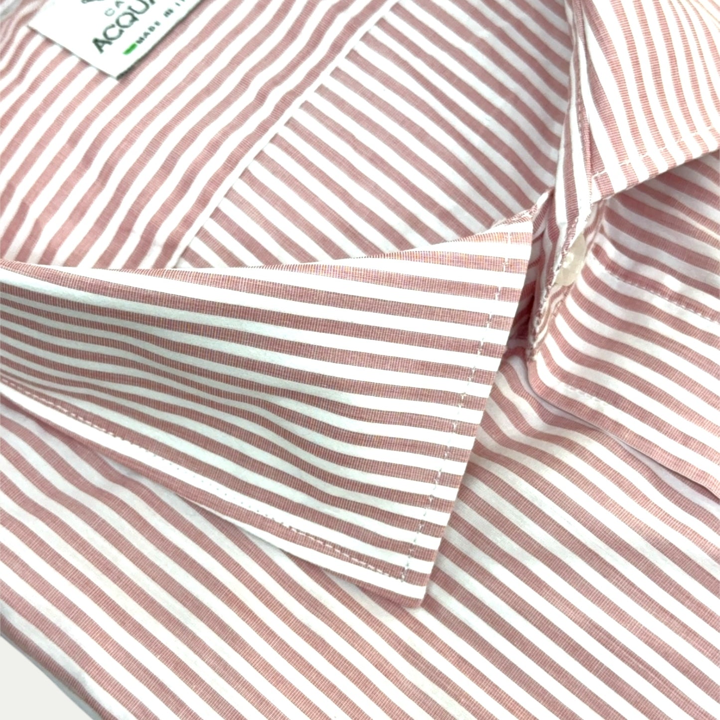 ACQUAROLI CHEMISE HOMME EN COTON MILLE RAYURES BLANCHE-ROSE