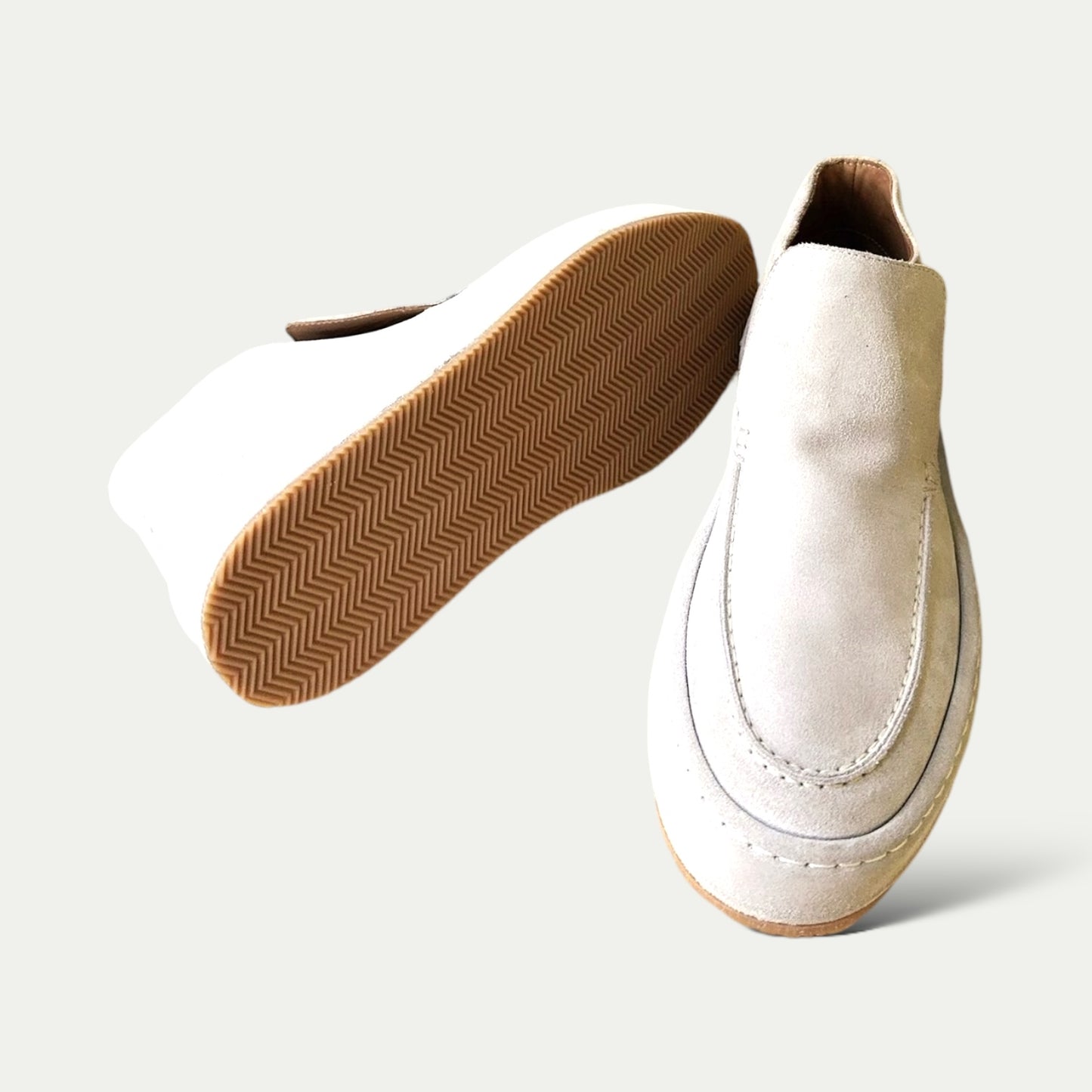 BOTTINES EN DAIM OFF-WHITE