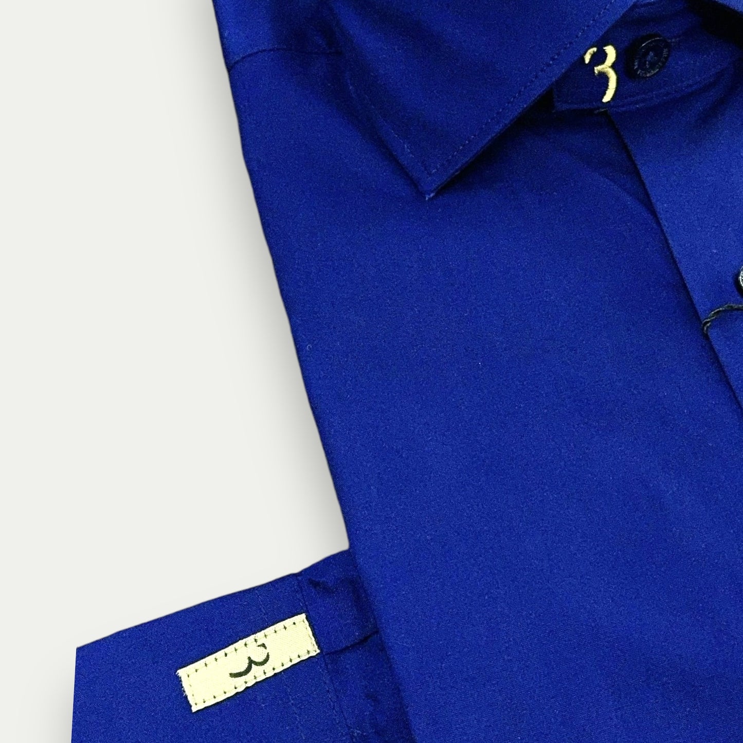 BILLIONAIRE CHEMISE HOMME EN COTON STRETCH BLEU LOGO JAUNE