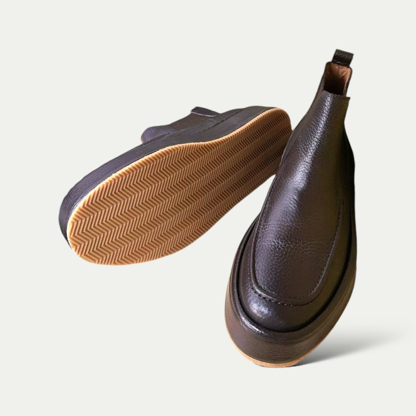 CHELSEA BOOTS CUIR GRAINÉ CHOCOLATE