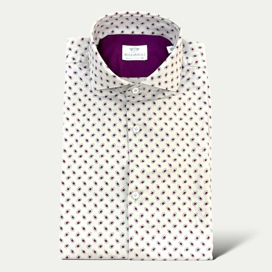 ACQUAROLI CHEMISE HOMME EN COTON MOTIF PAISLEY CONTRASTE