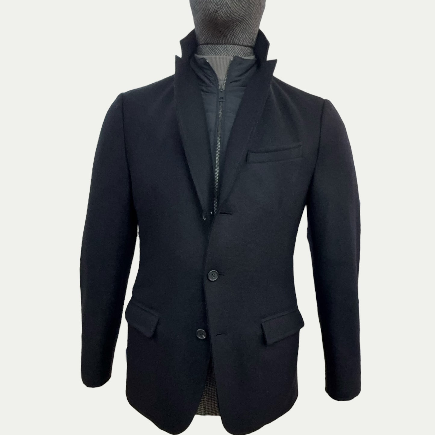 Veste Gallotti en Tissu Loro Piana Noir avec Gilet Intégré - Diego Napoli