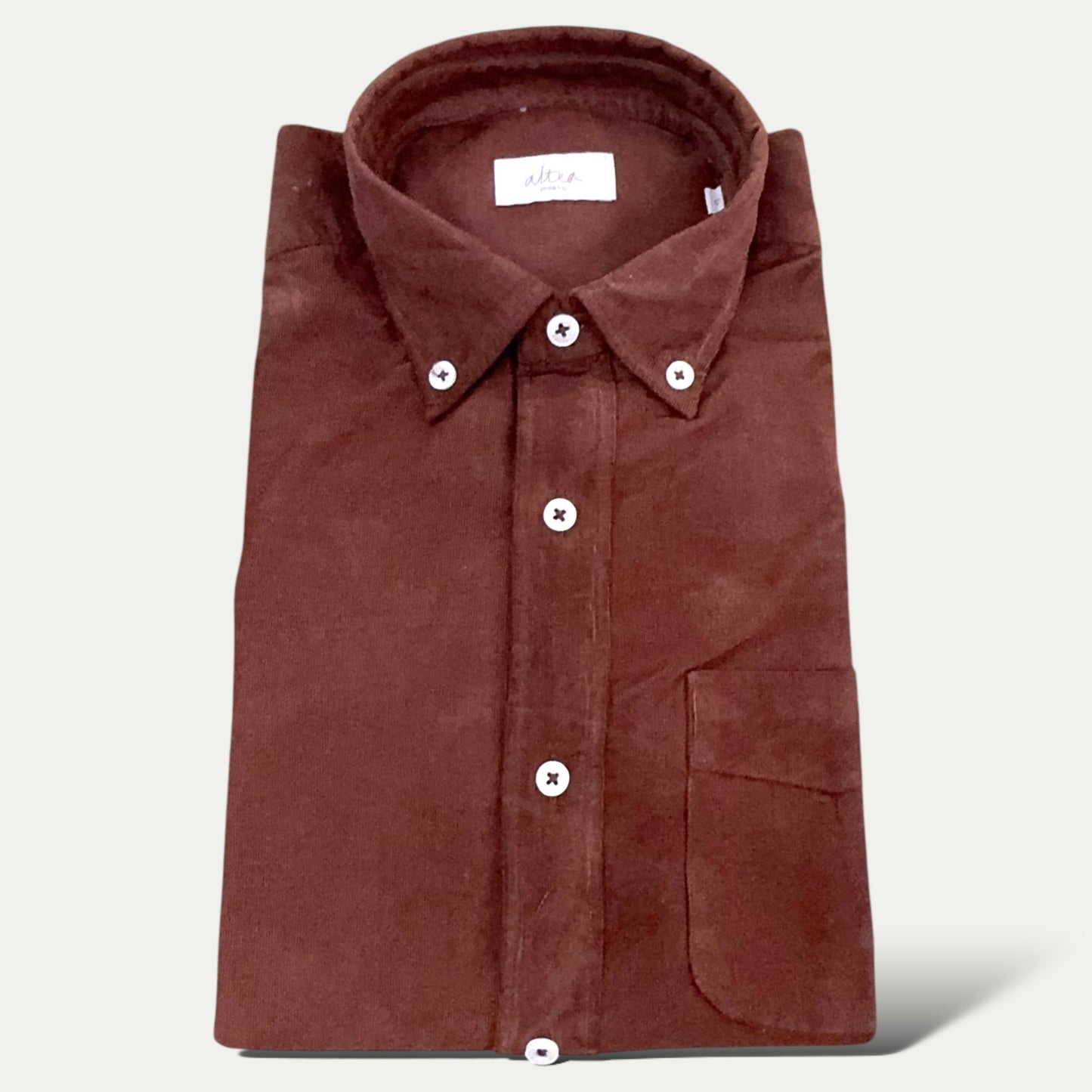 ALTEA MILANO CHEMISE HOMME EN COTON FLANELLE ULTRA LÉGER MILLE RAYURES TON SUR TON