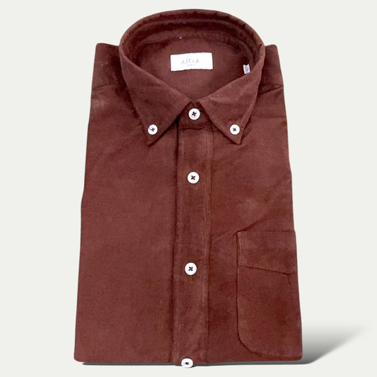 ALTEA MILANO CHEMISE HOMME EN COTON FLANELLE ULTRA LÉGER MILLE RAYURES TON SUR TON