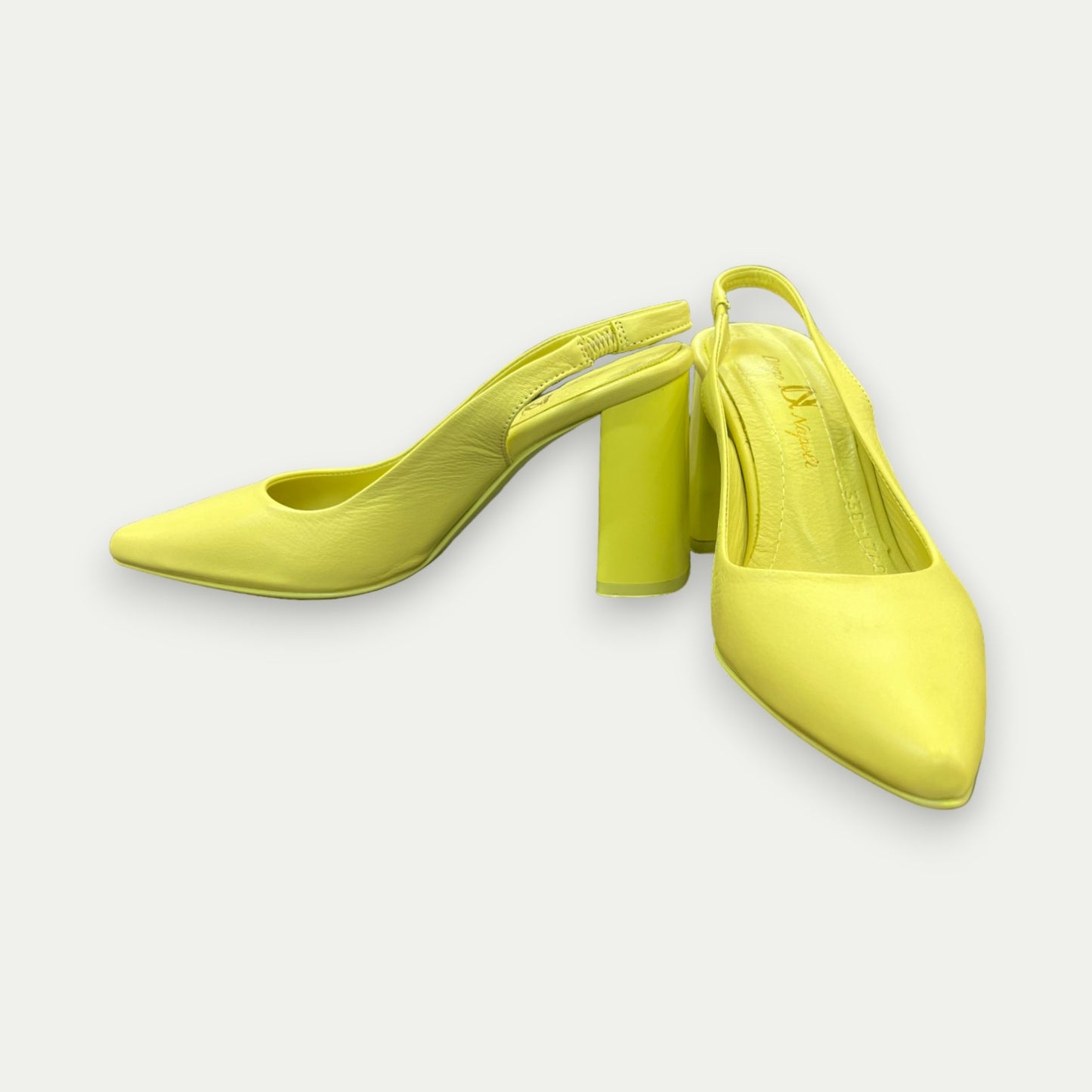 MULES TALONS HAUTS EN CUIR PISTACHE